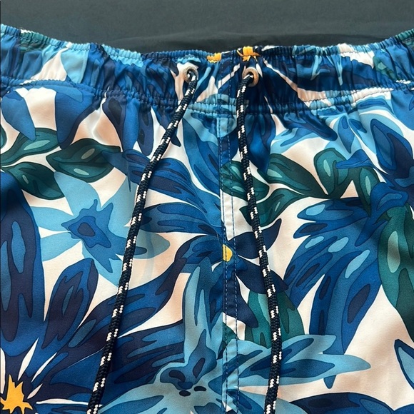 Nautica Blue and White Swim Trunks with Tropical Print, Men’s Large - Picture 3 of 7